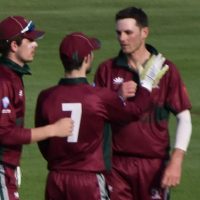 nick m Nick Miller takes Tim Armstrong's wicket